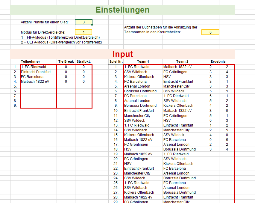 Ansicht des Input-Bereichs